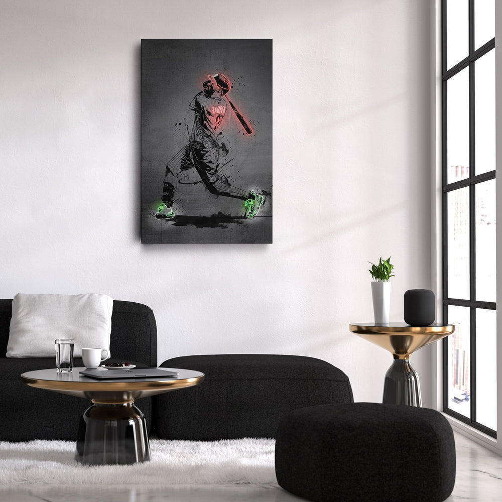 Bryce Harper Neon Canvas Art | Modern Wall Decor for Phillies Fans - CanvasNeon