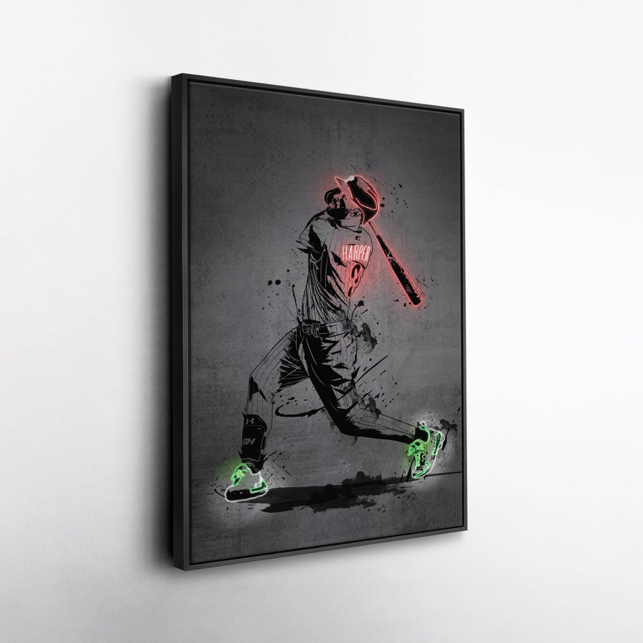 Bryce Harper Neon Canvas Art | Modern Wall Decor for Phillies Fans - CanvasNeon