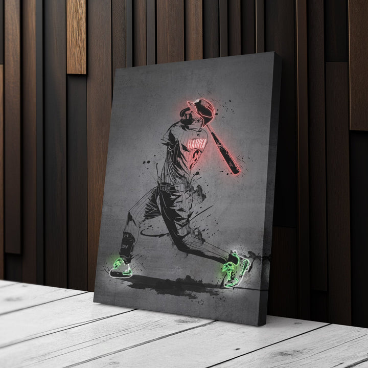 Bryce Harper Neon Canvas Art | Modern Wall Decor for Phillies Fans - CanvasNeon
