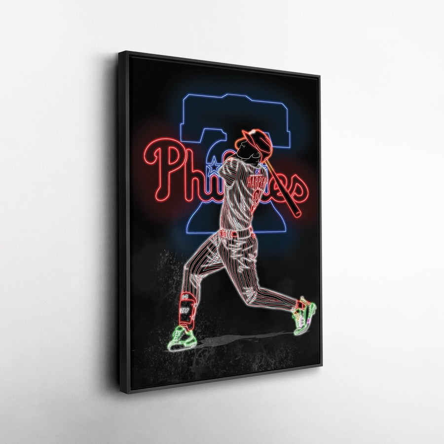 Bryce Harper Neon Canvas Art | Phillies Wall Decor - CanvasNeon
