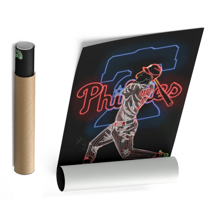Bryce Harper Neon Canvas Art | Phillies Wall Decor - CanvasNeon