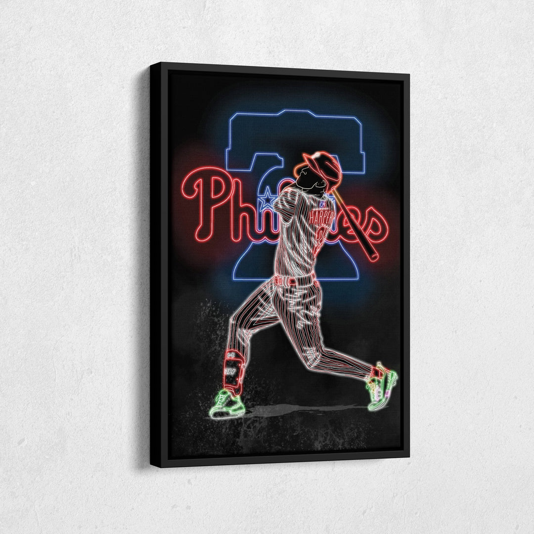 Bryce Harper Neon Canvas Art | Phillies Wall Decor - CanvasNeon