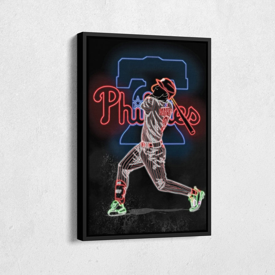 Bryce Harper Neon Canvas Art | Phillies Wall Decor - CanvasNeon