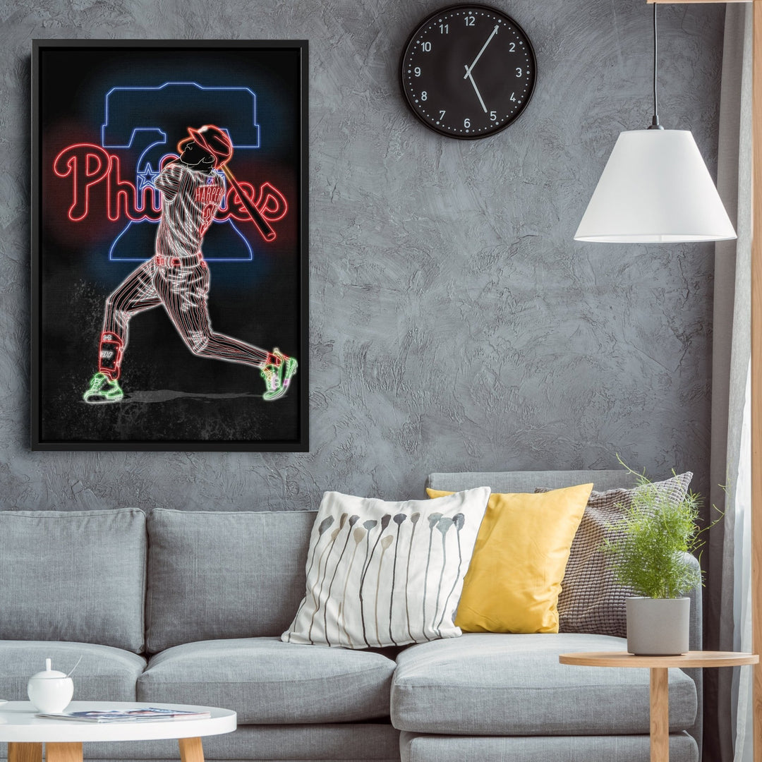 Bryce Harper Neon Canvas Art | Phillies Wall Decor - CanvasNeon