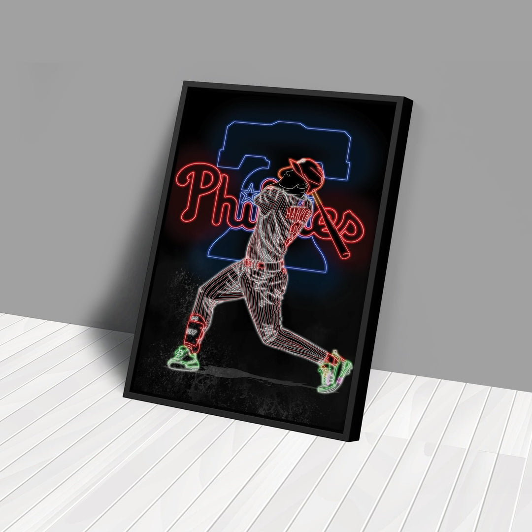 Bryce Harper Neon Canvas Art | Phillies Wall Decor - CanvasNeon