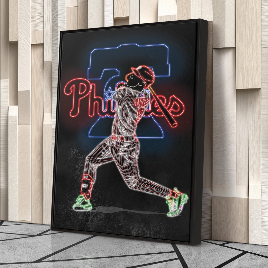 Bryce Harper Neon Canvas Art | Phillies Wall Decor - CanvasNeon