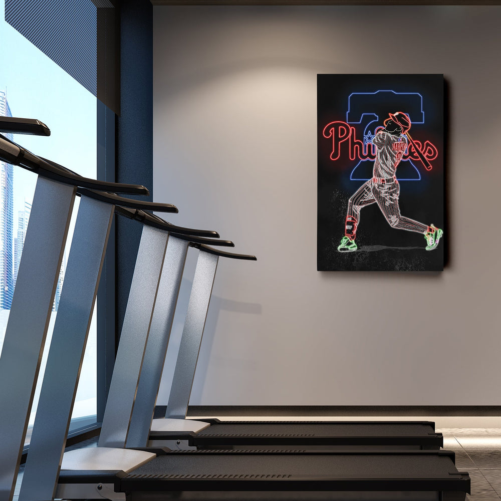 Bryce Harper Neon Canvas Art | Phillies Wall Decor - CanvasNeon