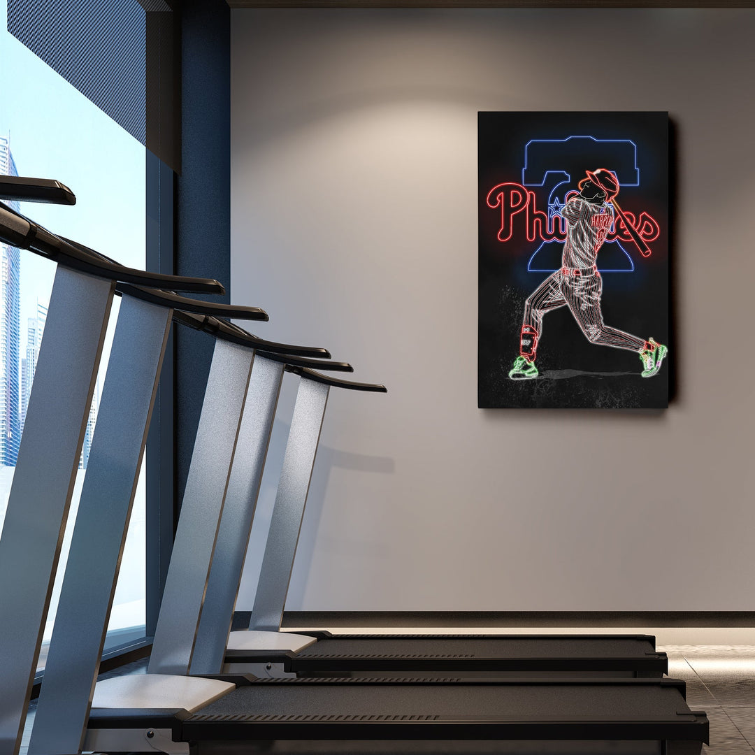 Bryce Harper Neon Canvas Art | Phillies Wall Decor - CanvasNeon