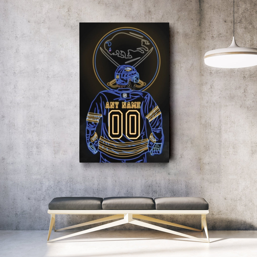 Buffalo Sabres Personalized Jersey Canvas | Neon Wall Art - CanvasNeon