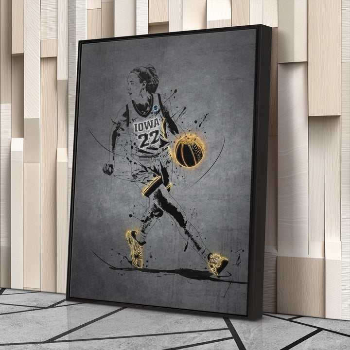 Caitlin Clark Neon Canvas Art | Modern Wall Decor for Hawkeyes Fans - CanvasNeon