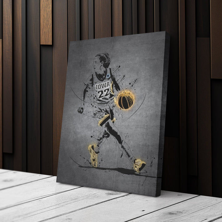 Caitlin Clark Neon Canvas Art | Modern Wall Decor for Hawkeyes Fans - CanvasNeon