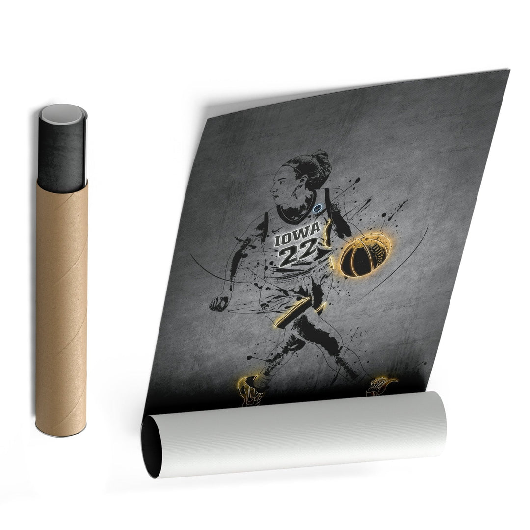 Caitlin Clark Neon Canvas Art | Modern Wall Decor for Hawkeyes Fans - CanvasNeon
