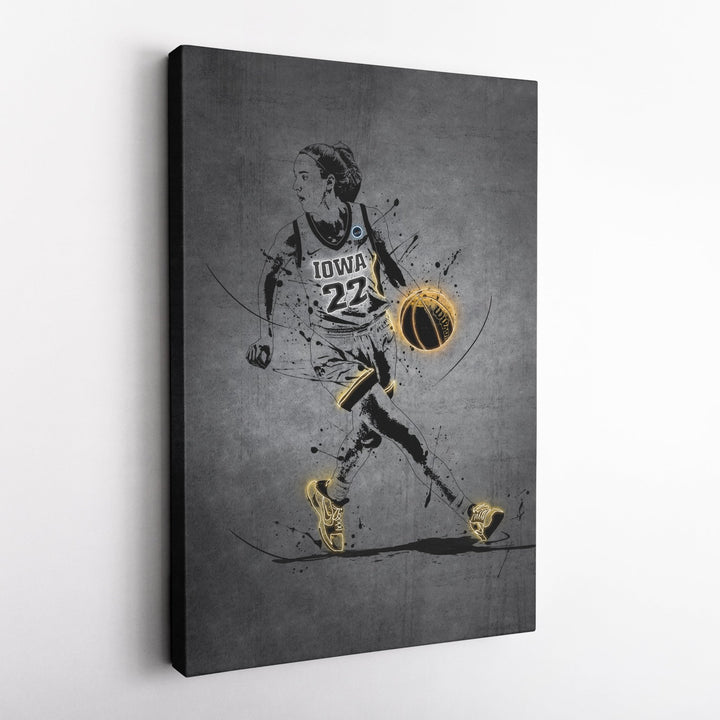 Caitlin Clark Neon Canvas Art | Modern Wall Decor for Hawkeyes Fans - CanvasNeon