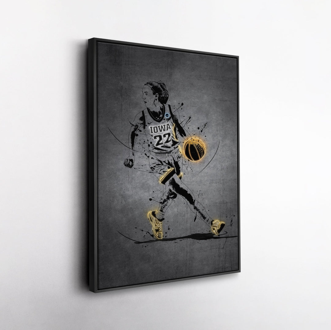 Caitlin Clark Neon Canvas Art | Modern Wall Decor for Hawkeyes Fans - CanvasNeon