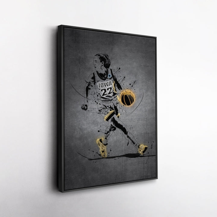 Caitlin Clark Neon Canvas Art | Modern Wall Decor for Hawkeyes Fans - CanvasNeon