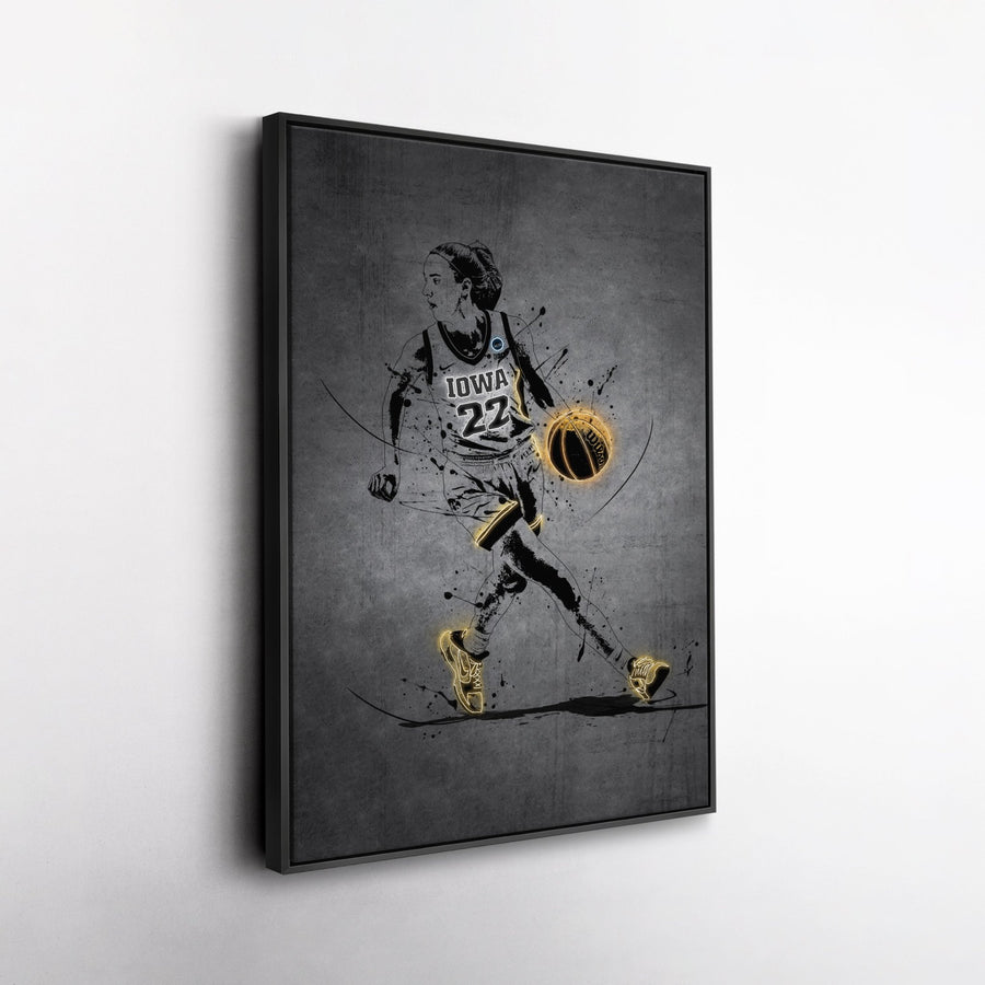Caitlin Clark Neon Canvas Art | Modern Wall Decor for Hawkeyes Fans - CanvasNeon