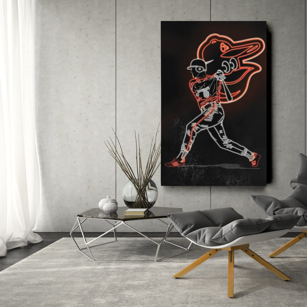 Cal Ripken Jr. Neon Canvas Art | Orioles Wall Decor - CanvasNeon