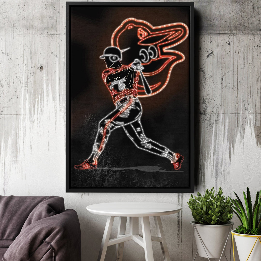 Cal Ripken Jr. Neon Canvas Art | Orioles Wall Decor - CanvasNeon