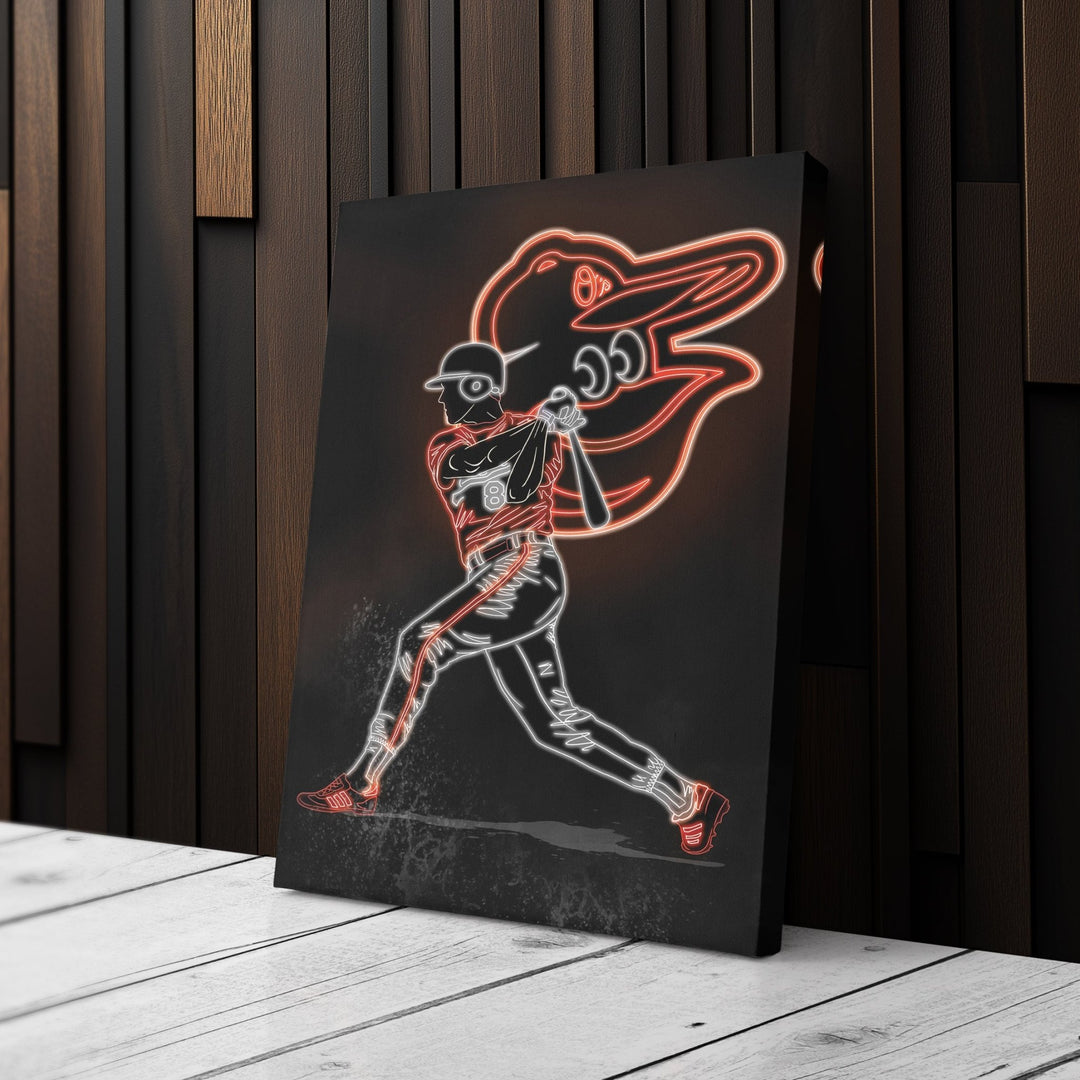 Cal Ripken Jr. Neon Canvas Art | Orioles Wall Decor - CanvasNeon