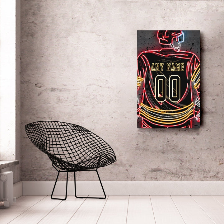 Calgary Flames Custom Jersey Canvas | Neon Wall Art - CanvasNeon