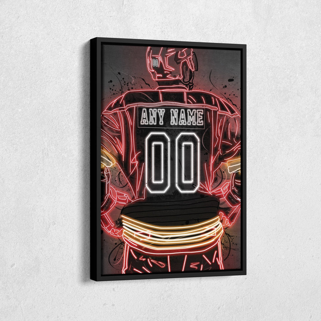 Calgary Flames Custom Jersey Canvas | Neon Wall Art - CanvasNeon
