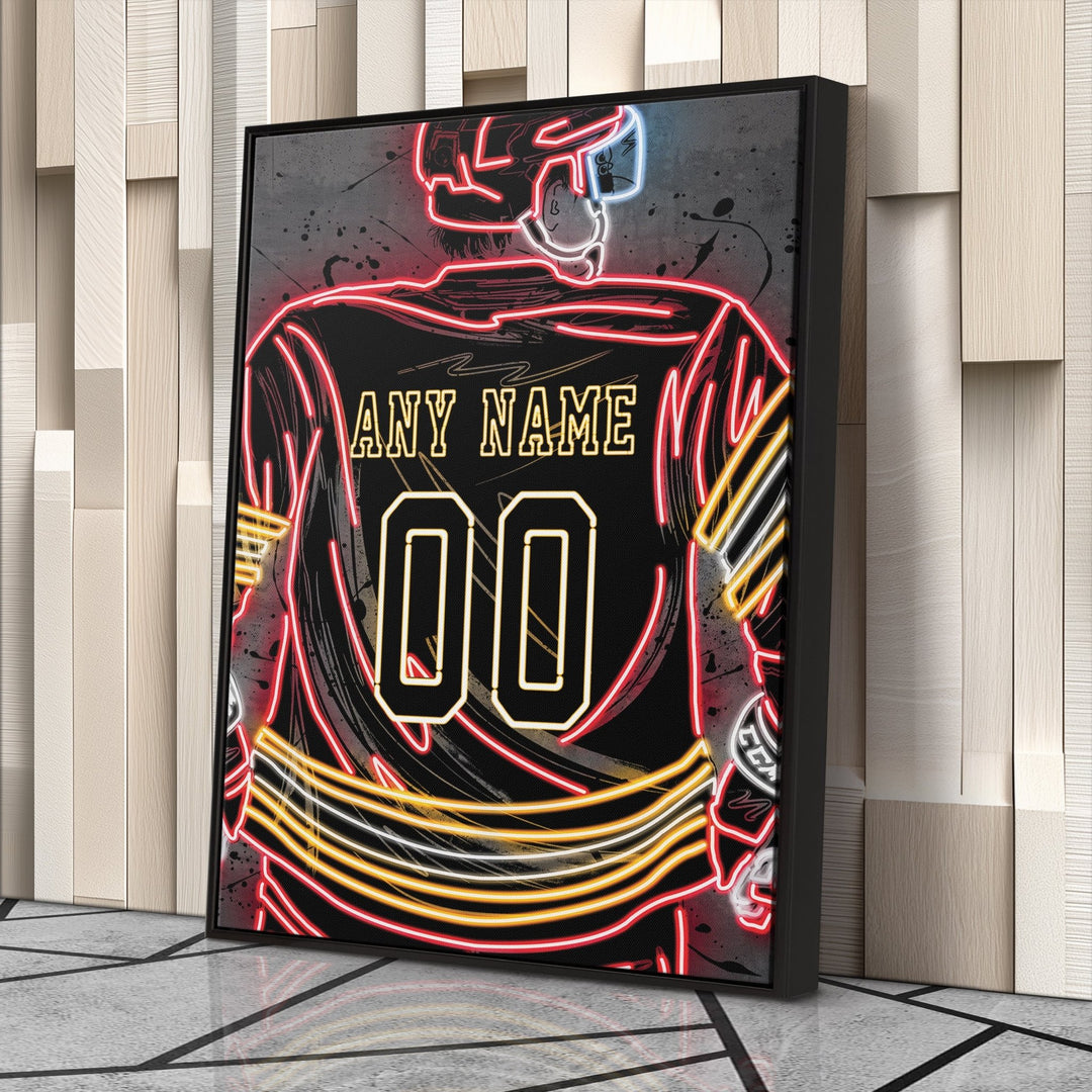 Calgary Flames Custom Jersey Canvas | Neon Wall Art - CanvasNeon