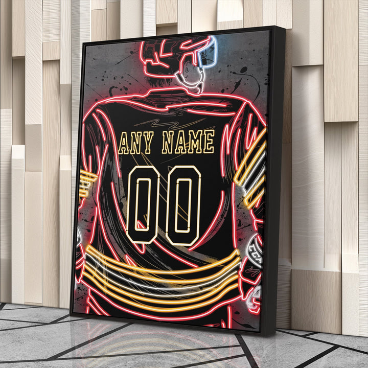 Calgary Flames Custom Jersey Canvas | Neon Wall Art - CanvasNeon