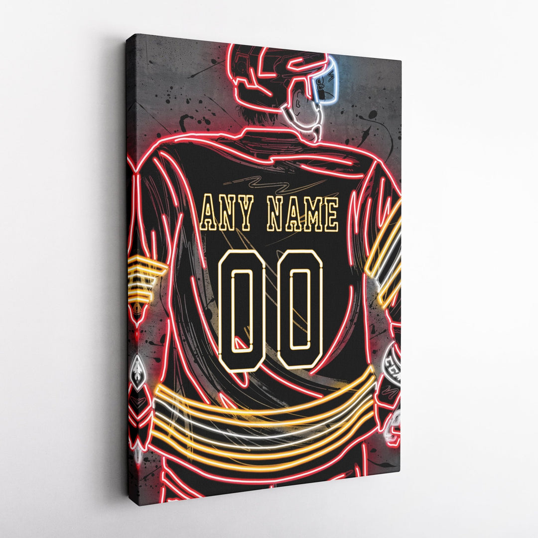 Calgary Flames Custom Jersey Canvas | Neon Wall Art - CanvasNeon