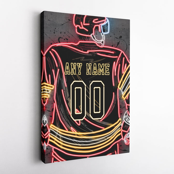 Calgary Flames Custom Jersey Canvas | Neon Wall Art - CanvasNeon
