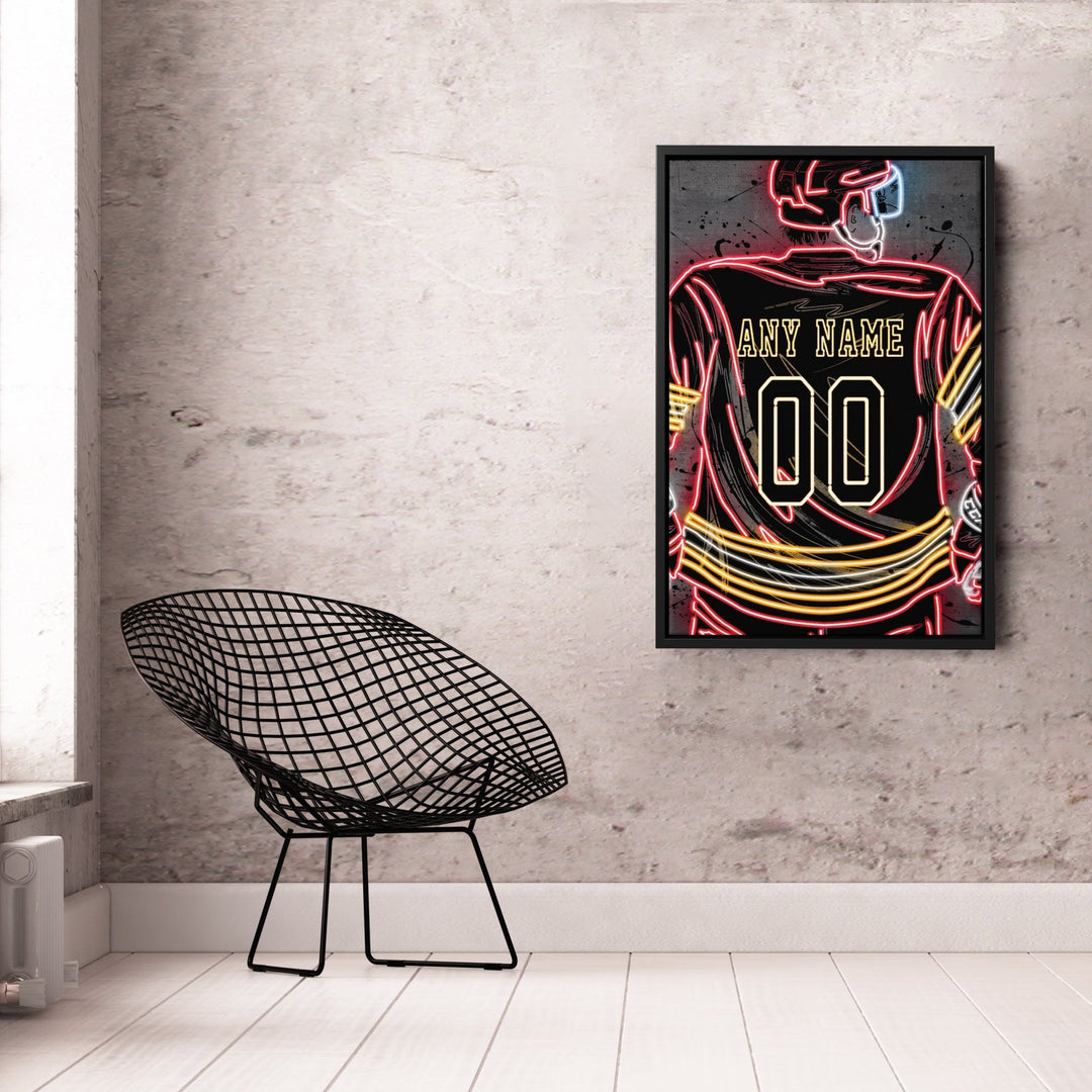 Calgary Flames Custom Jersey Canvas | Neon Wall Art - CanvasNeon