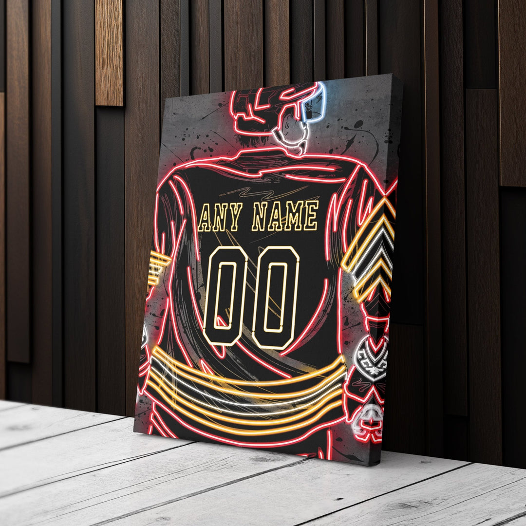 Calgary Flames Custom Jersey Canvas | Neon Wall Art - CanvasNeon
