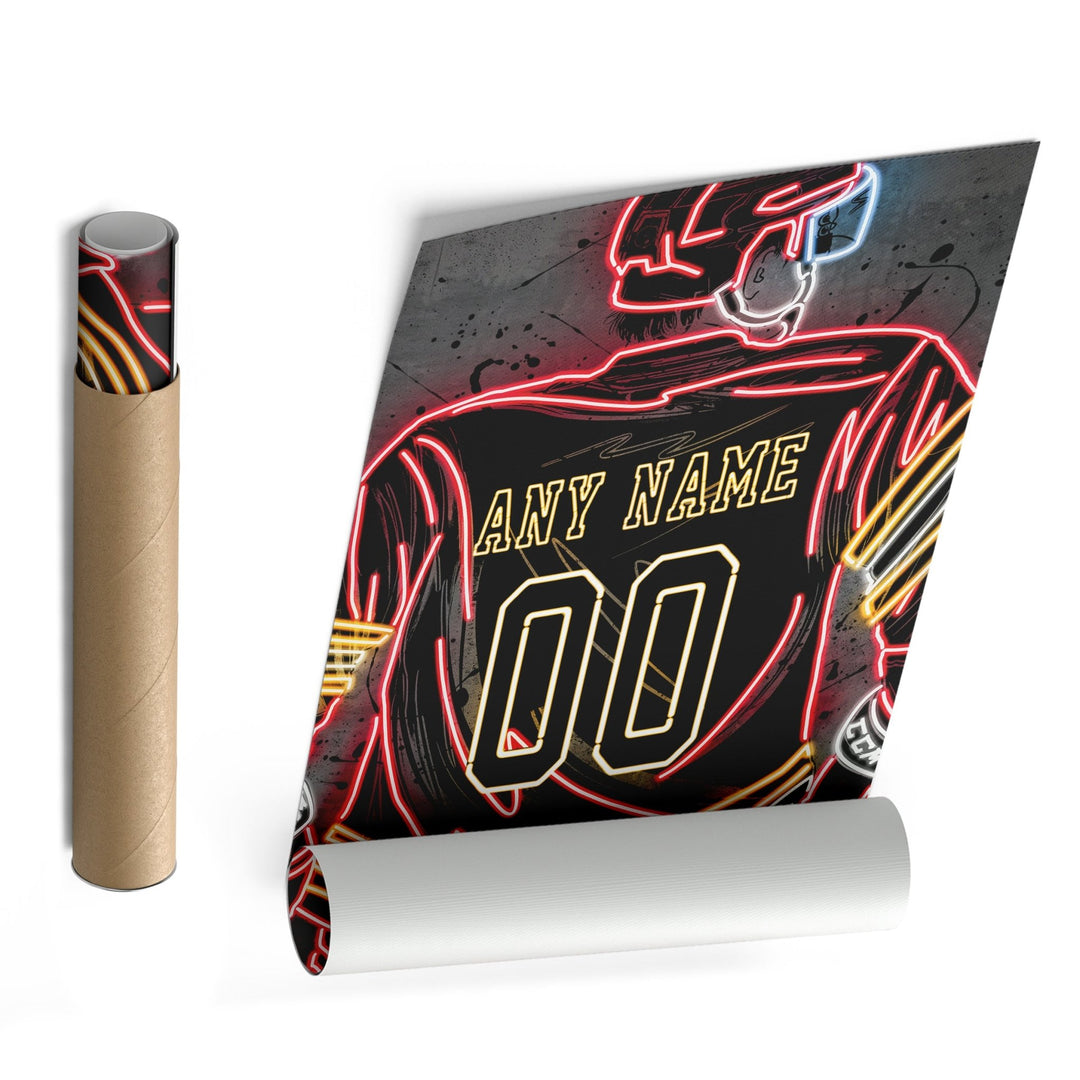 Calgary Flames Custom Jersey Canvas | Neon Wall Art - CanvasNeon