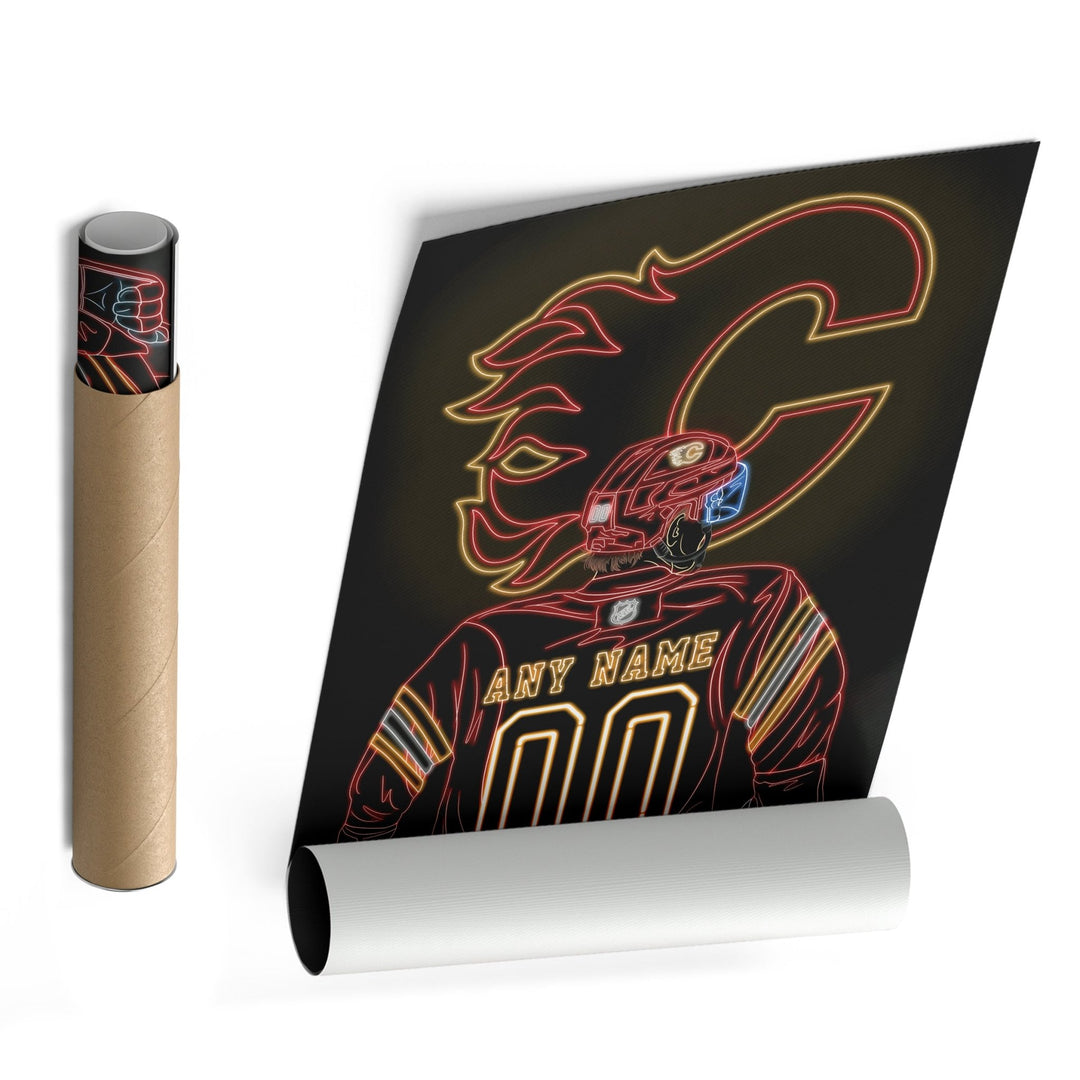 Calgary Flames Personalized Jersey Canvas | Neon Wall Art - CanvasNeon