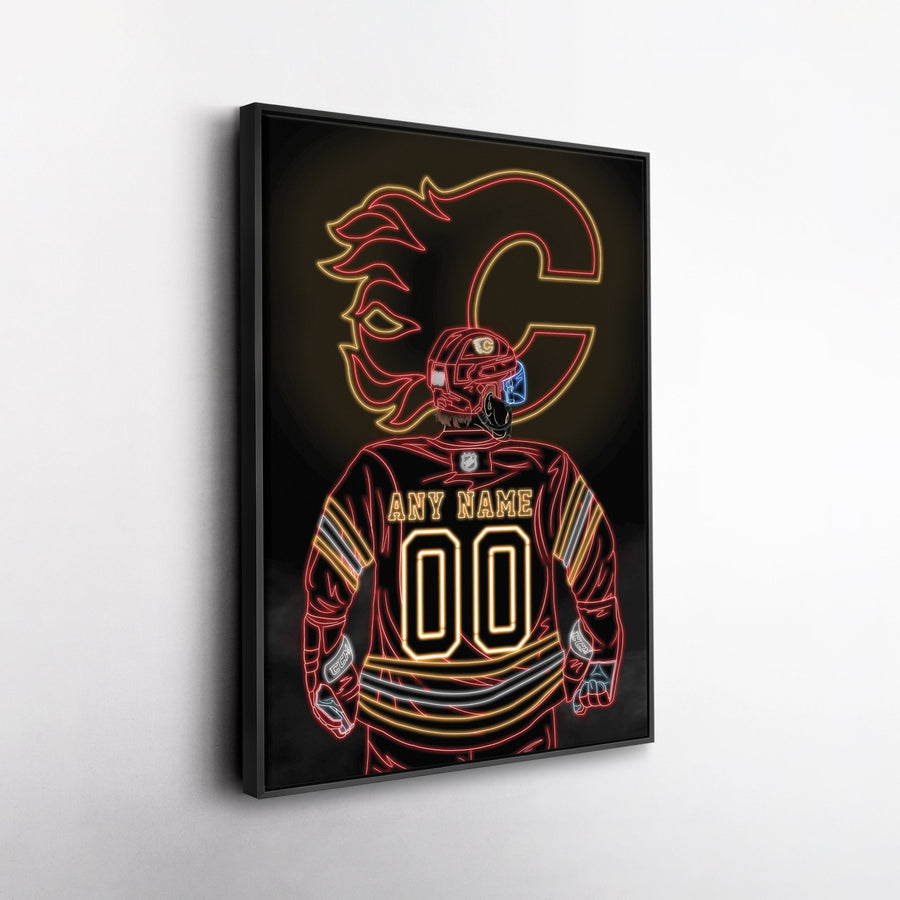 Calgary Flames Personalized Jersey Canvas | Neon Wall Art - CanvasNeon