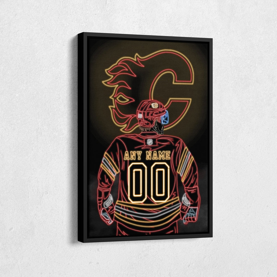 Calgary Flames Personalized Jersey Canvas | Neon Wall Art - CanvasNeon