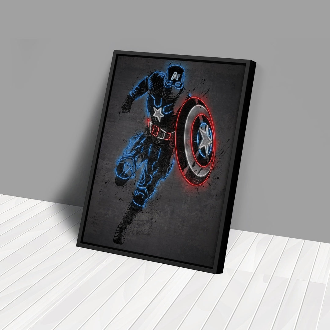 Captain America Canvas | Marvel Neon Wall Art - CanvasNeon