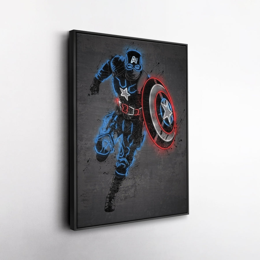 Captain America Canvas | Marvel Neon Wall Art - CanvasNeon