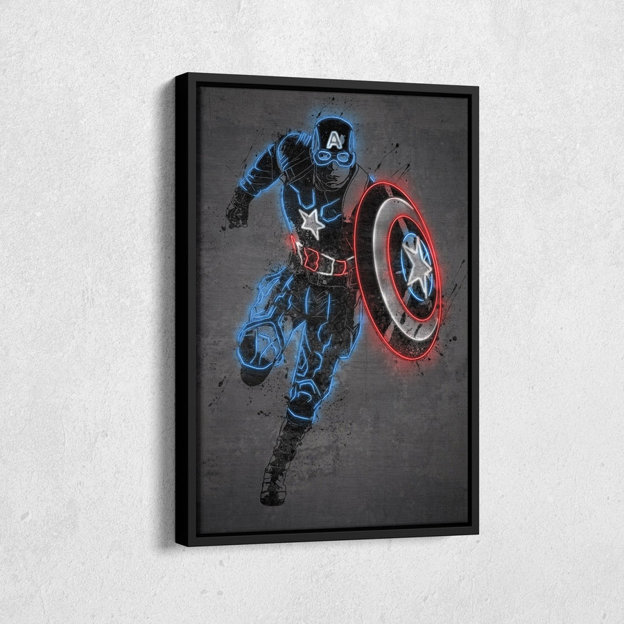 Captain America Canvas | Marvel Neon Wall Art - CanvasNeon