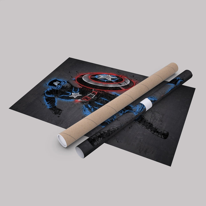 Captain America Canvas | Marvel Neon Wall Art - CanvasNeon