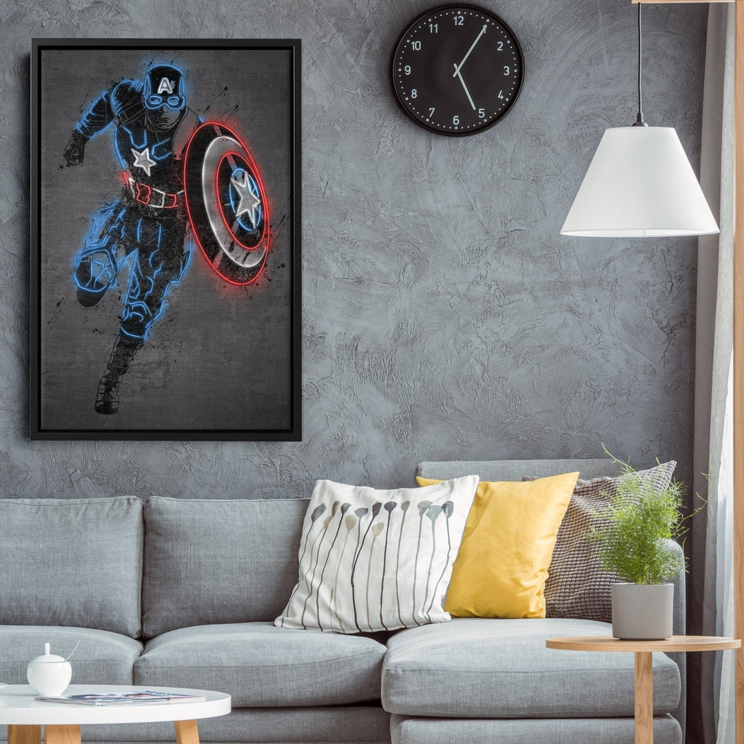 Captain America Canvas | Marvel Neon Wall Art - CanvasNeon