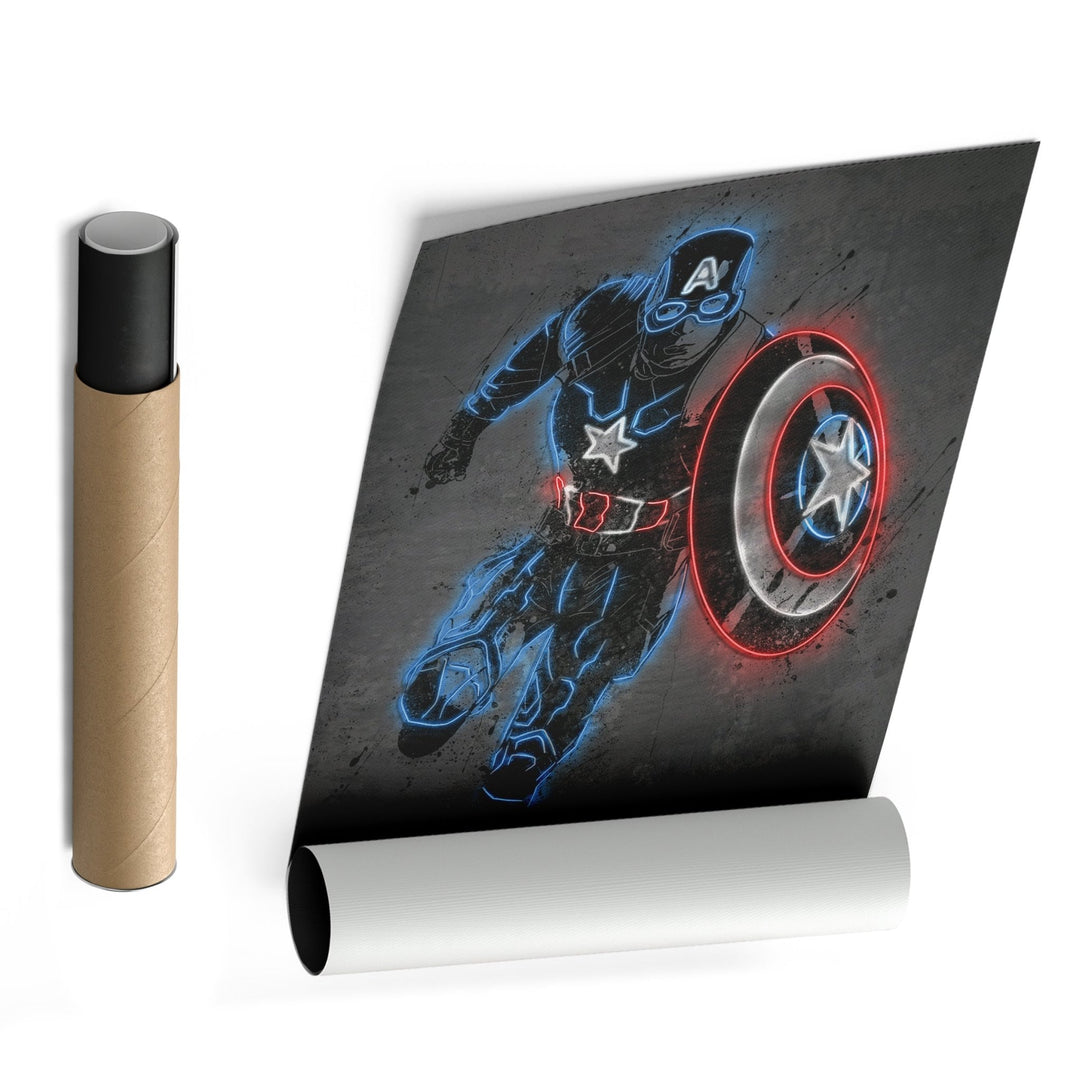 Captain America Canvas | Marvel Neon Wall Art - CanvasNeon