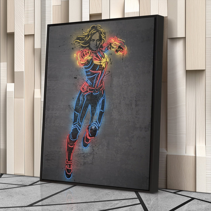 Captain Marvel Canvas | Marvel Neon Wall Art - CanvasNeon