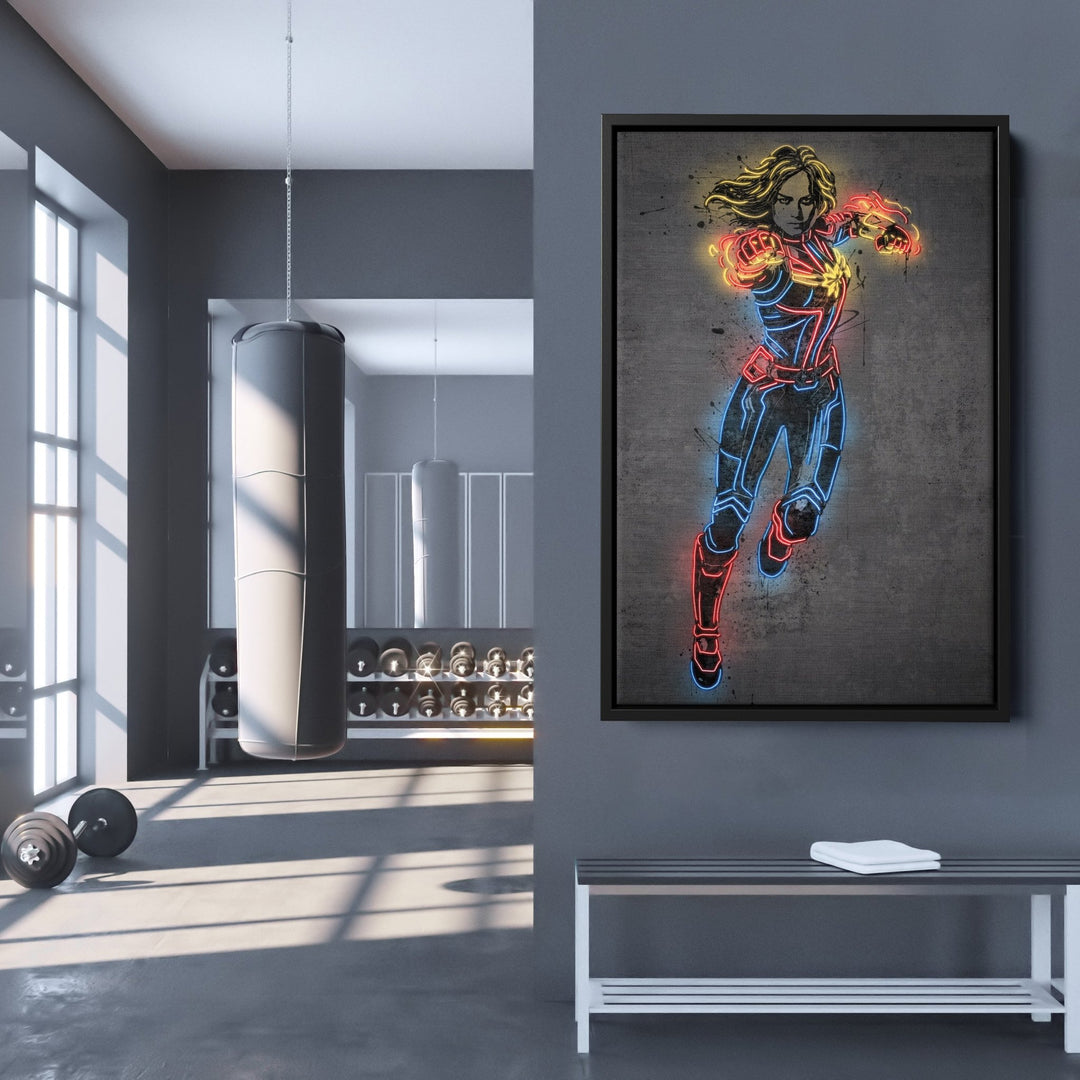 Captain Marvel Canvas | Marvel Neon Wall Art - CanvasNeon