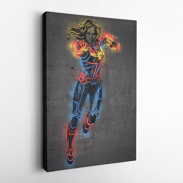 Captain Marvel Canvas | Marvel Neon Wall Art - CanvasNeon