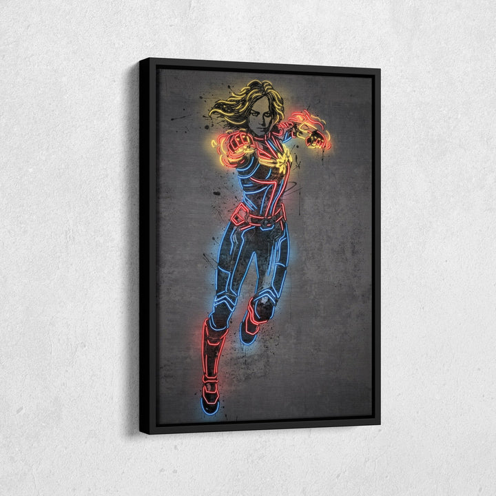 Captain Marvel Canvas | Marvel Neon Wall Art - CanvasNeon