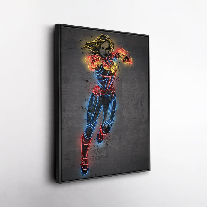Captain Marvel Canvas | Marvel Neon Wall Art - CanvasNeon