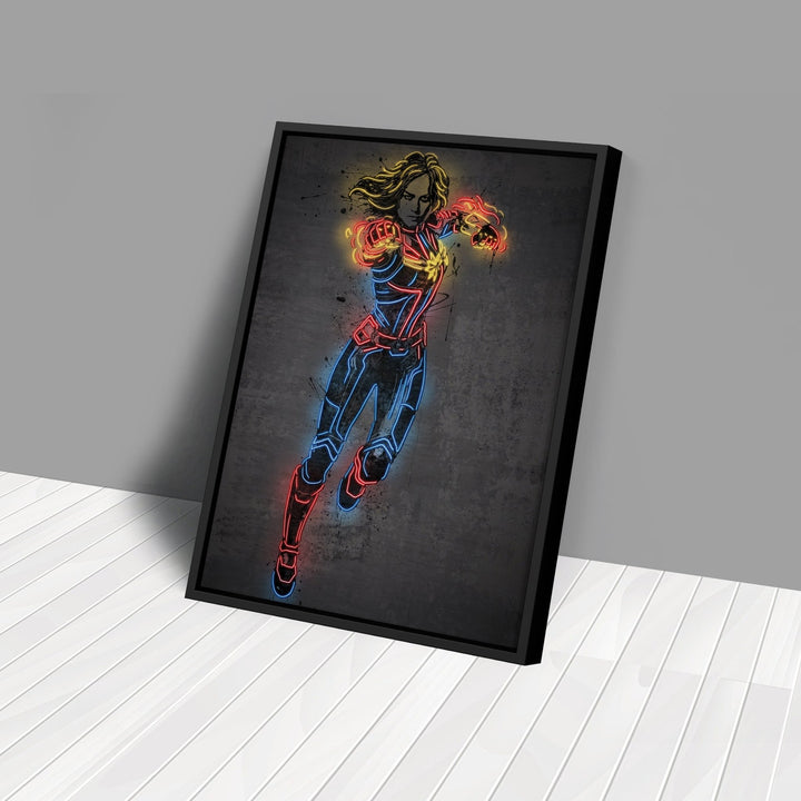 Captain Marvel Canvas | Marvel Neon Wall Art - CanvasNeon