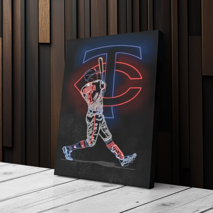 Carlos Correa Neon Canvas Art | Twins Wall Decor - CanvasNeon