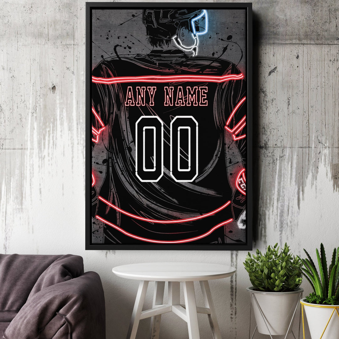Carolina Hurricanes Custom Jersey Canvas | Neon Wall Art - CanvasNeon