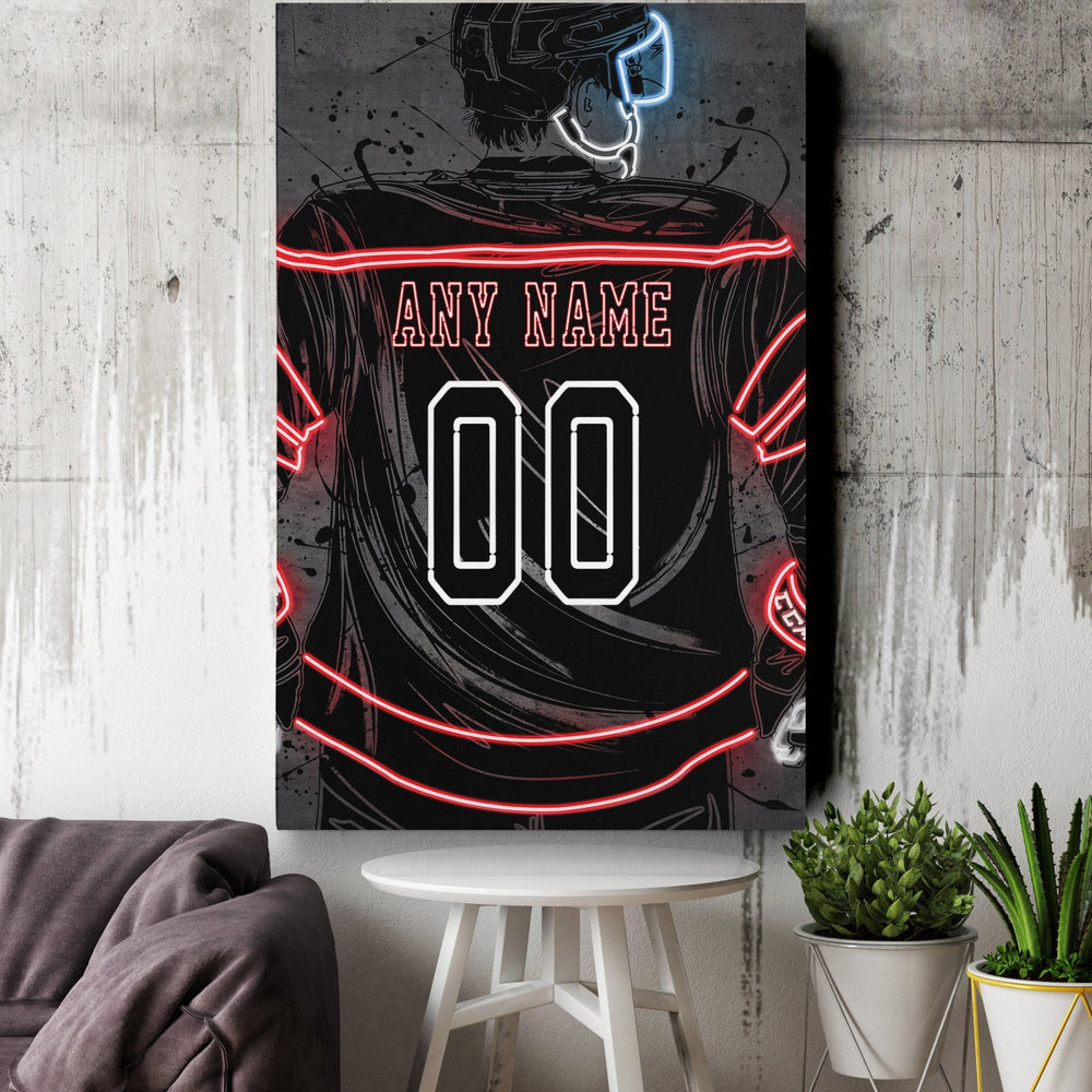 Carolina Hurricanes Custom Jersey Canvas | Neon Wall Art - CanvasNeon